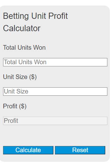 unit size calculator betting|Betting Unit Profit Calculator .